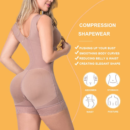 High Compression Full Body Shapewear With Hook And Eye Front Closure