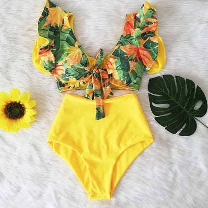 High Waist Ruffled Bikini Set