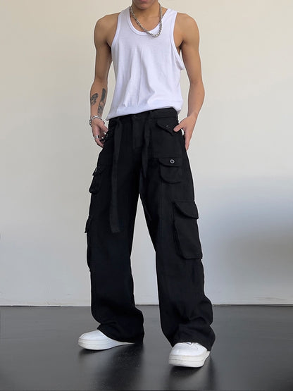 High Street Retro Casual Large Pocket Overalls Cargo Pants