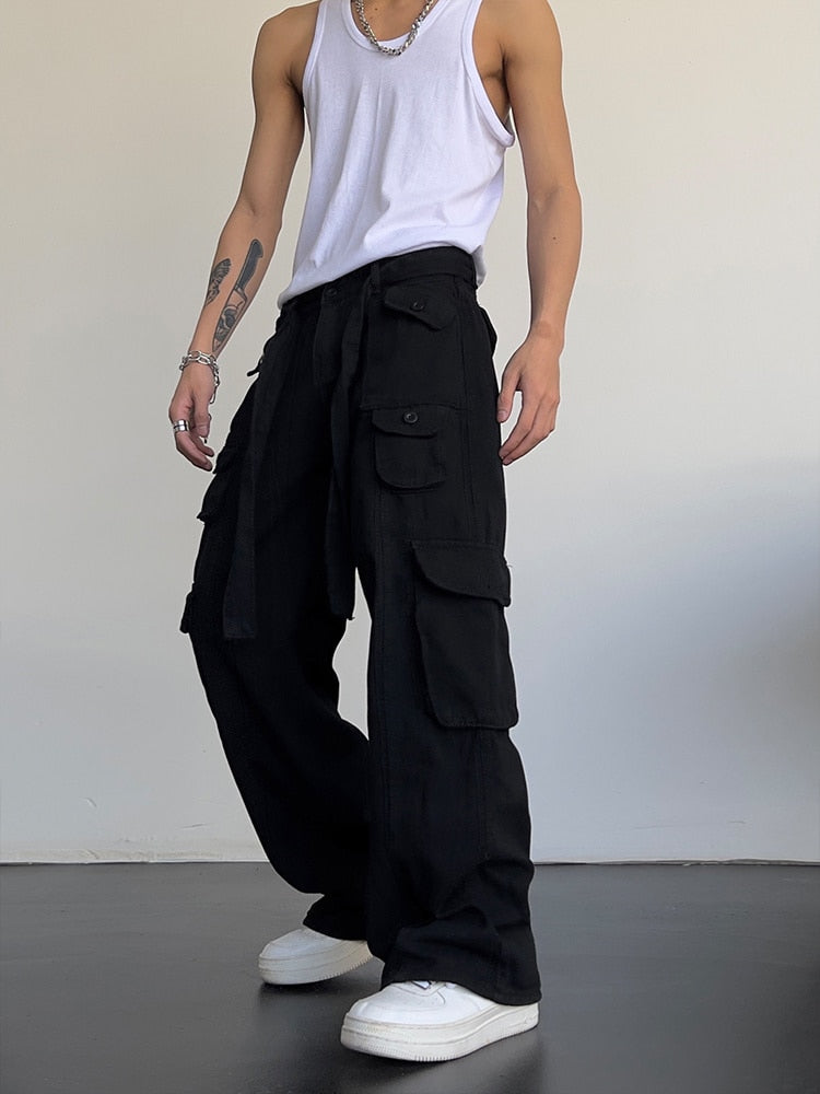 High Street Retro Casual Large Pocket Overalls Cargo Pants