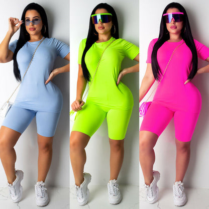 Neon Top Short Pants Workout Clothes - Azahshopping