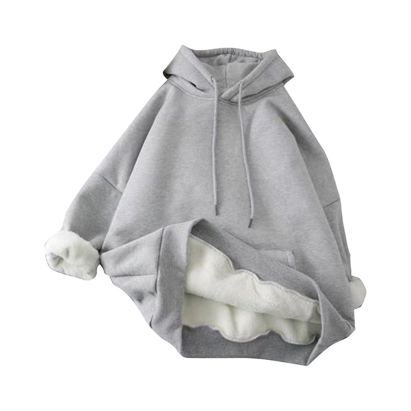 Hooded Sweatshirt Unisex Oversized Hoodie Autumn Winter Long Sleeved Pullover Lazy Style Loose Hooded Top Solid Couple Clothes