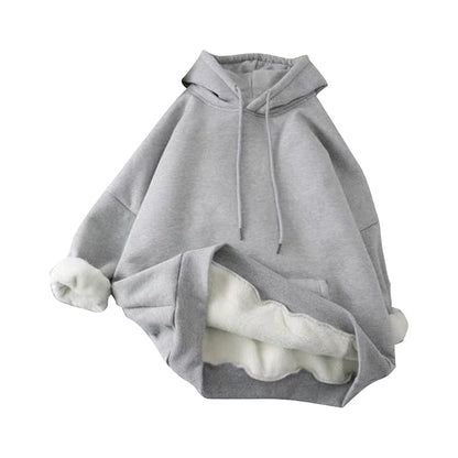 Hooded Sweatshirt Unisex Oversized Hoodie Autumn Winter Long Sleeved Pullover Lazy Style Loose Hooded Top Solid Couple Clothes