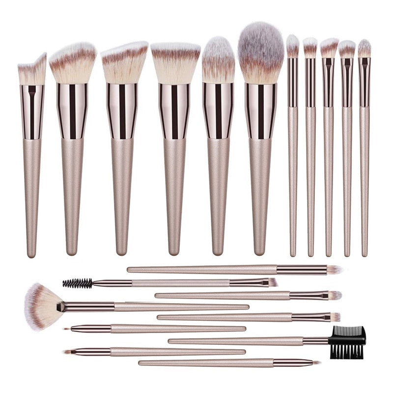 Hot Champagne Makeup Brushes Set for Women