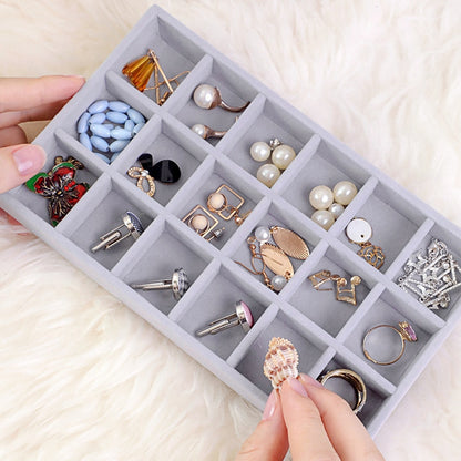 Portable Velvet Jewelry Ring Jewelry Display Organizer Box Tray Holde
