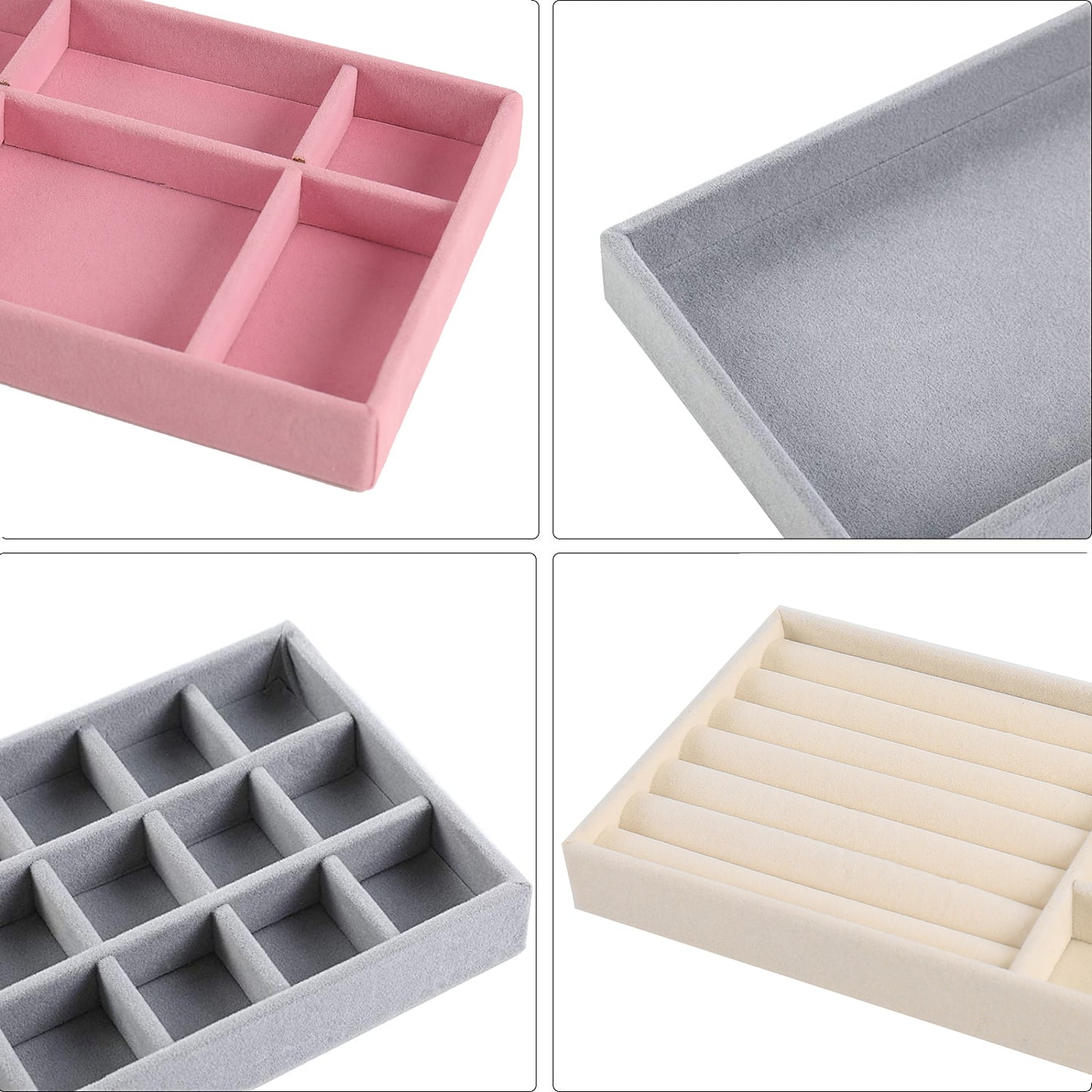 Portable Velvet Jewelry Ring Jewelry Display Organizer Box Tray Holde