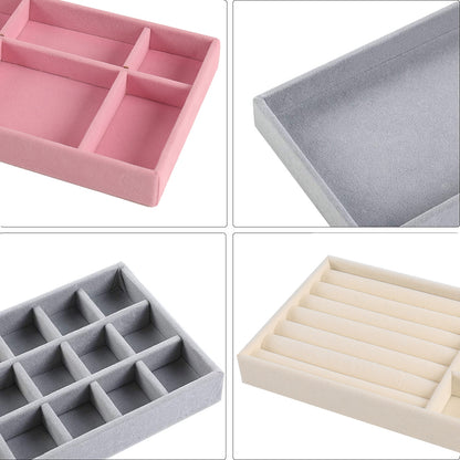 Portable Velvet Jewelry Ring Jewelry Display Organizer Box Tray Holde