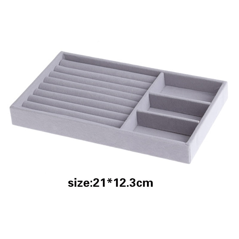 Portable Velvet Jewelry Ring Jewelry Display Organizer Box Tray Holde