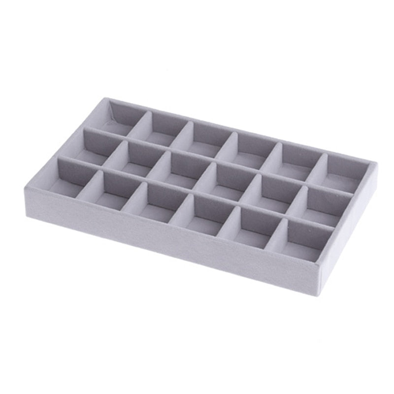 Portable Velvet Jewelry Ring Jewelry Display Organizer Box Tray Holde