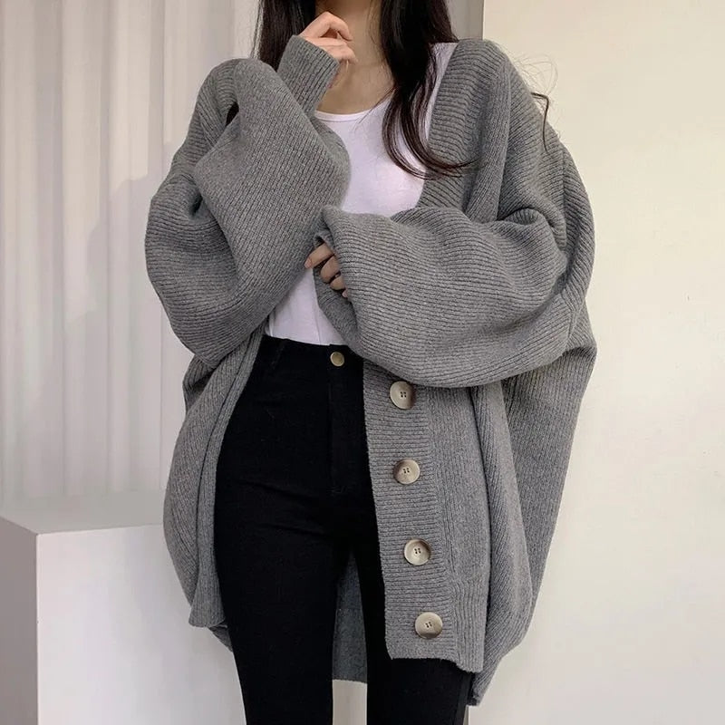 Knitted Loose Sleeve Cardigan for Women