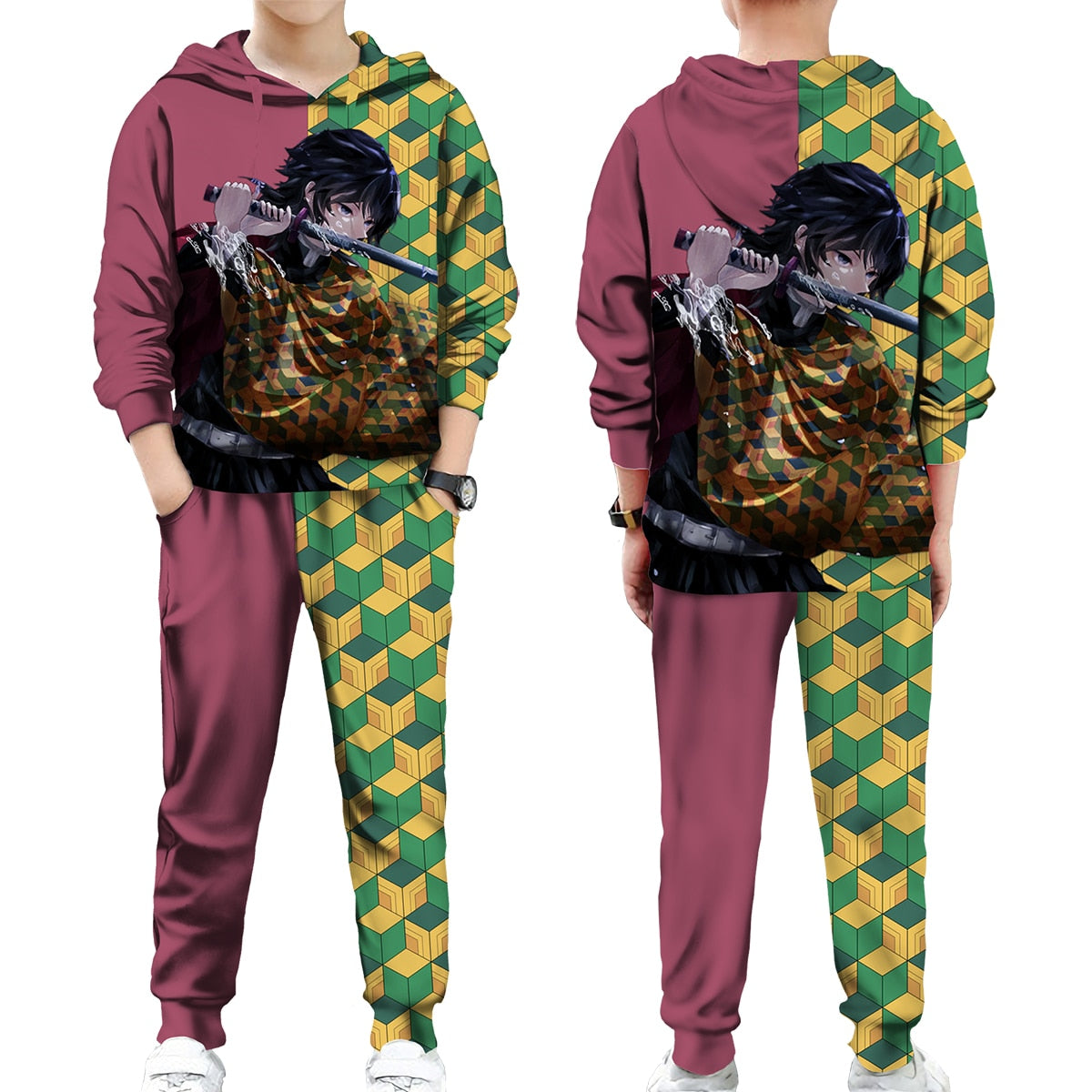 Printed Hoodie Tracksuit Set