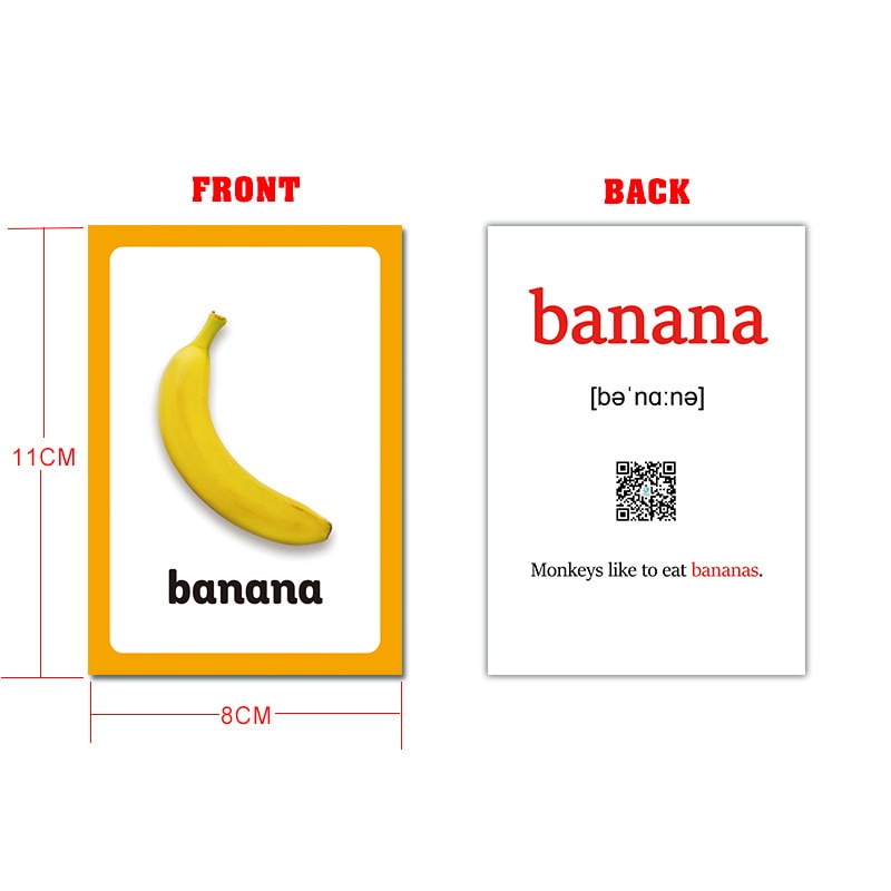 Kids Montessori Baby Learn English Word Card Flashcards Cognitive Educational Toys