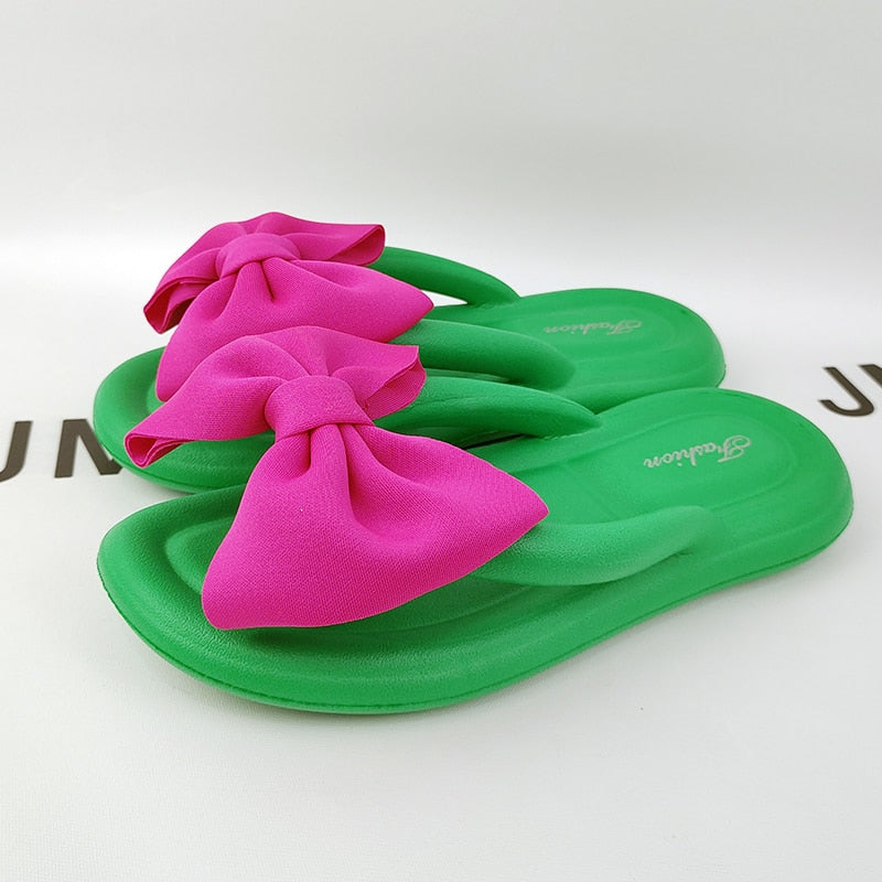 Slik Bowtie Flip Flops for Woman