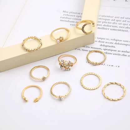 Lats Bohemian Gold Chain Rings Set For Women