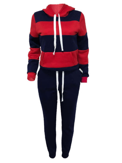 Striped Drawstring Tracksuit Set