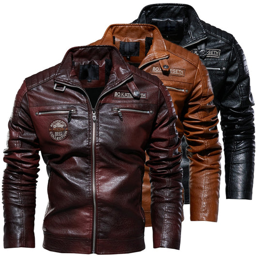 Men Faux Leather Winter Jacket