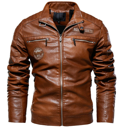 Men Faux Leather Winter Jacket