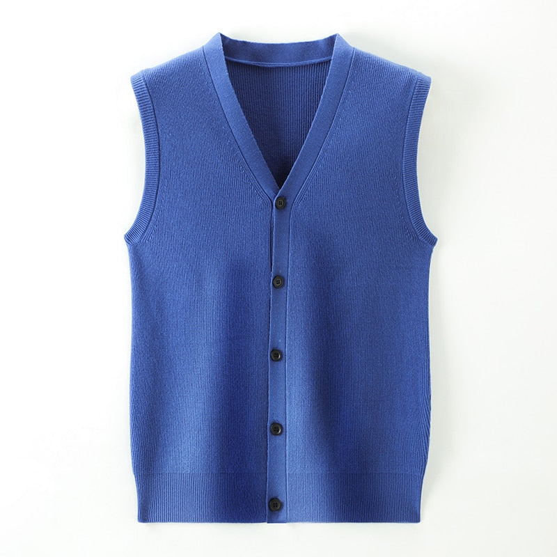 V Neck Woolen Knit Cardigan Casual Sweater Vest
