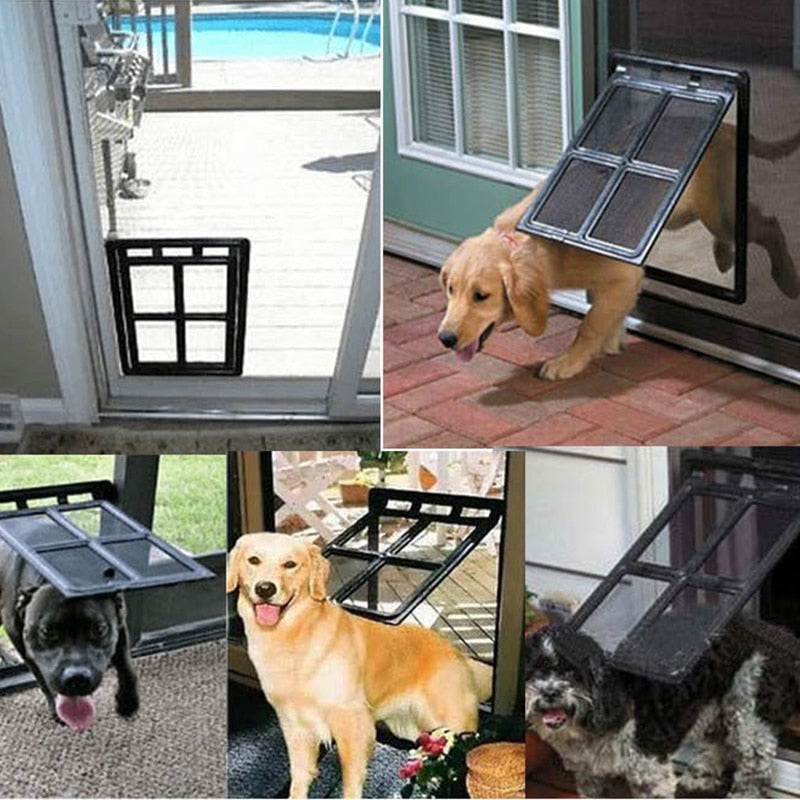 Lockable Plastic Pet Dog Cat Kitty Door for Screen