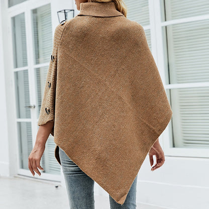 One Size Shawl Cloak Turtleneck for Women