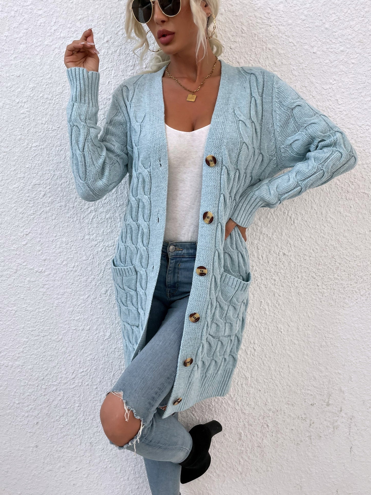 Knee Length Knitted Sweater for Women