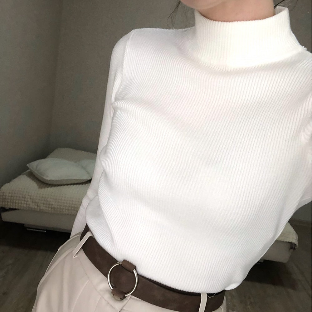 Turtleneck Pullover Sweater – Long Sleeve, Slim Fit & Oversized Style