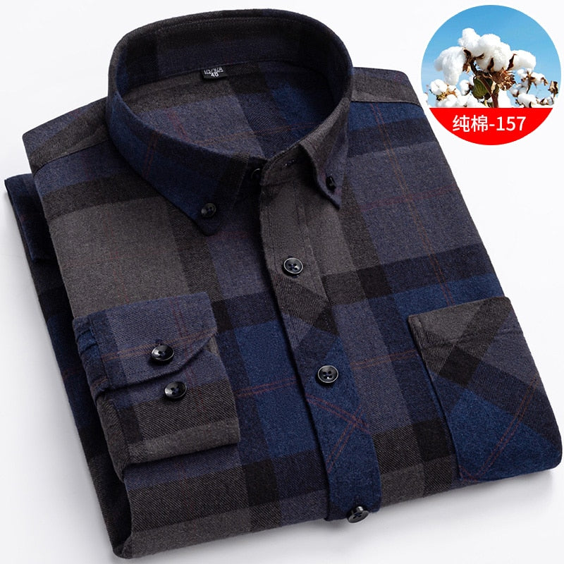 Winter Flannel Plaid Warm Long Sleeve Shirt