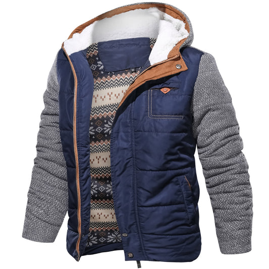 Patchwork Hooded Warm Winter Coat Thick Comfortable And Fashionable