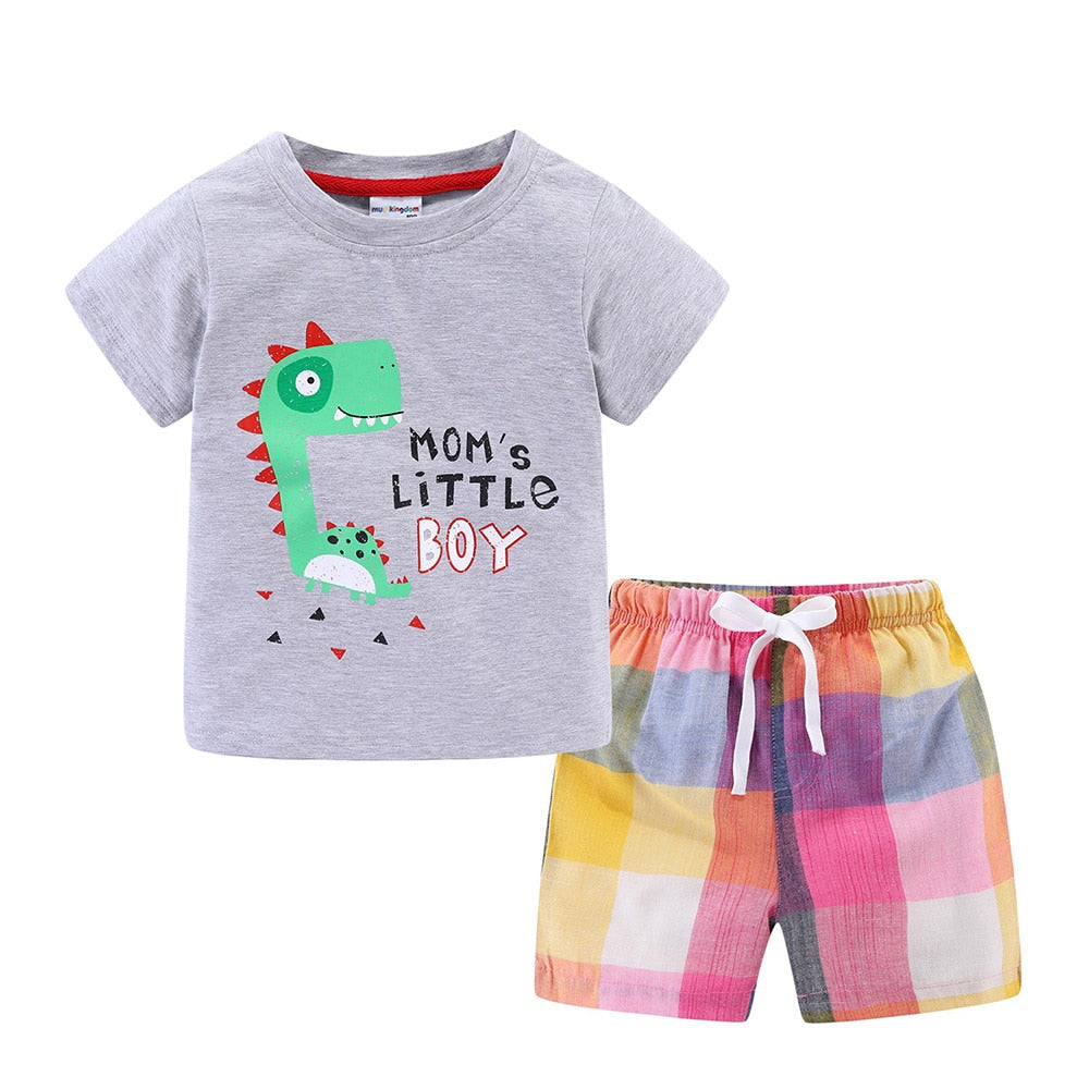 Summer Plaid Short Set For Boys