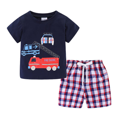 Summer Plaid Short Set For Boys