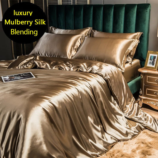 Mulberry Silk Luxury Bedding Set With Fitted Sheet High-end 100% Silk Satin Bedding Sets