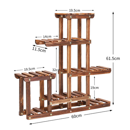 Multi-tiered Plant Stand 6 Tiers Pine Wood Succulent Pots - Plant Shelves