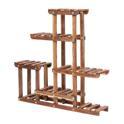 Multi-tiered Plant Stand 6 Tiers Pine Wood Succulent Pots - Plant Shelves