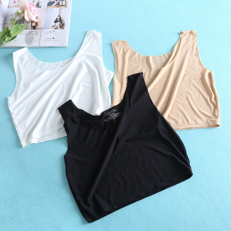 Seamless Ice Silk Vest Sleeveless Tank Tops for Women - Azahshopping