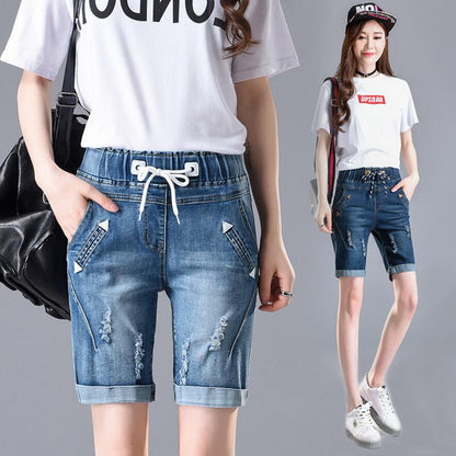 Summer Knee Length Denim Shorts - Jeans - Azahshopping