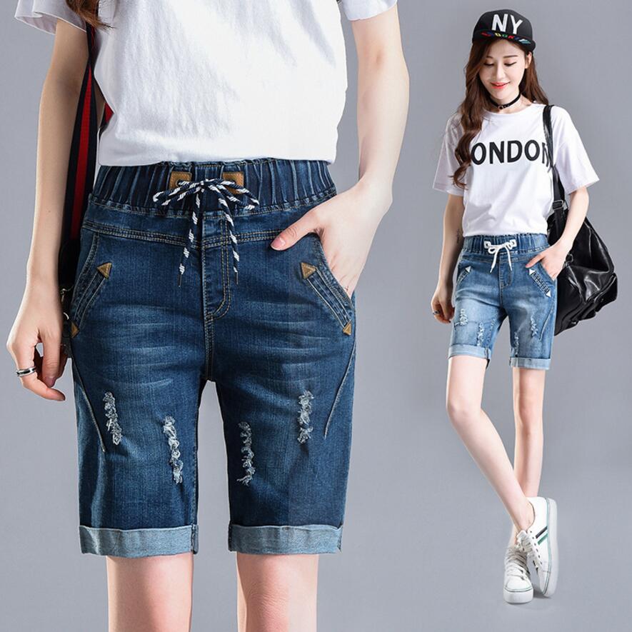 Summer Knee Length Denim Shorts - Jeans - Azahshopping