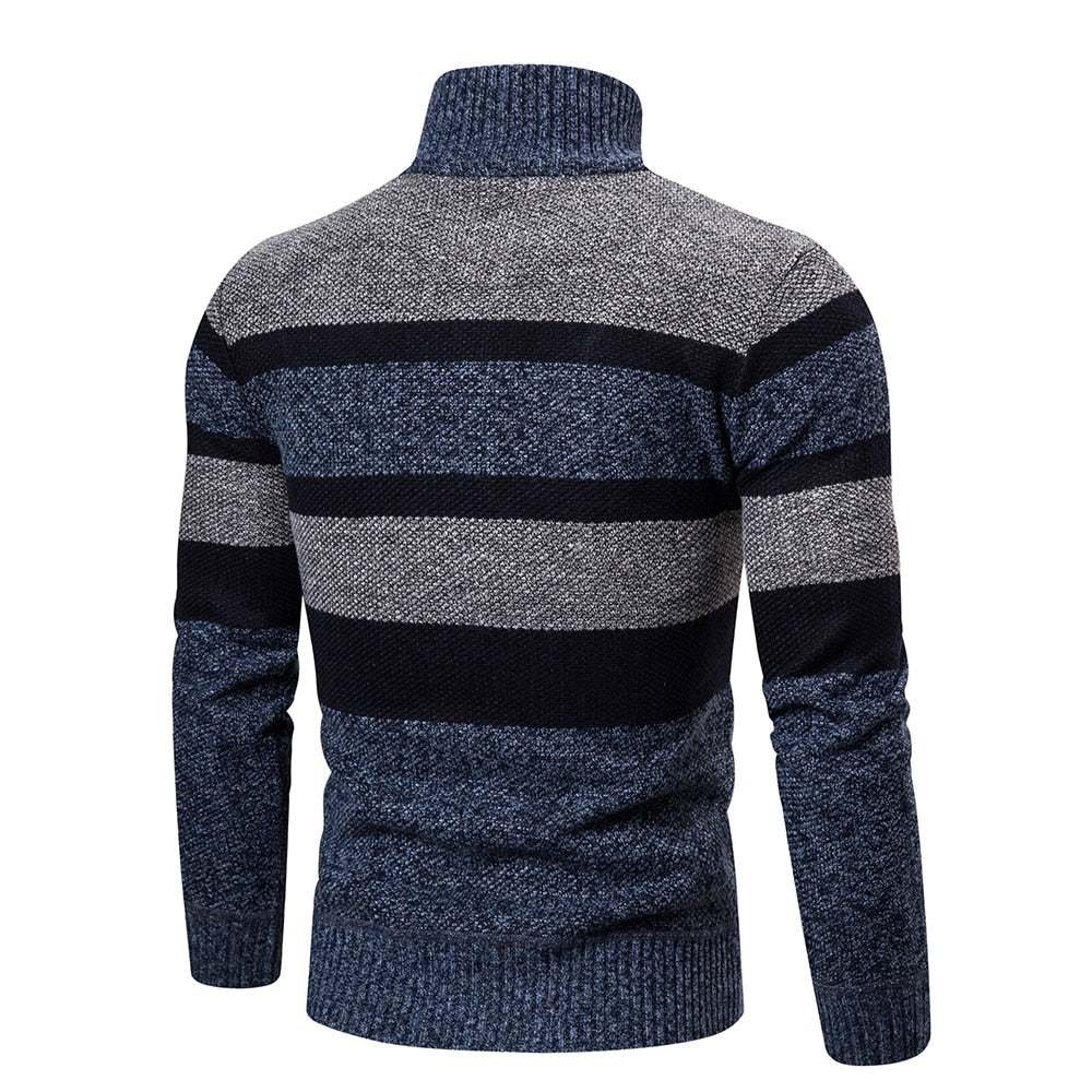 Slim Fit Striped Knitted Cardigan for Men