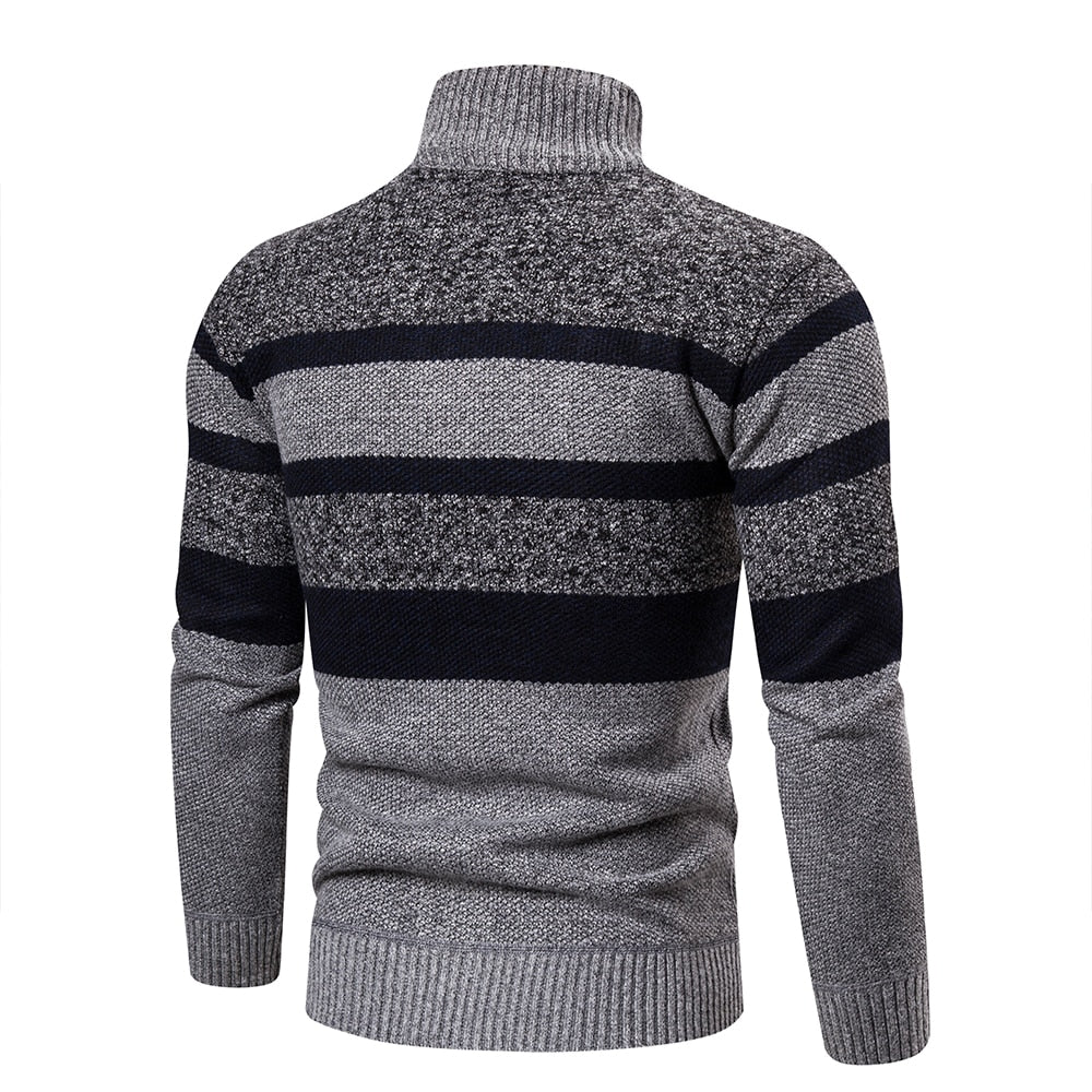 Slim Fit Striped Knitted Cardigan for Men