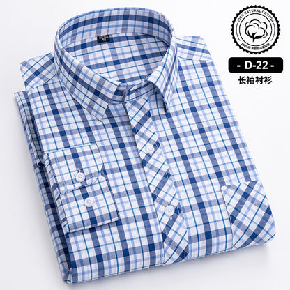 Long Sleeve Cotton Plaid Casual Shirts For Men