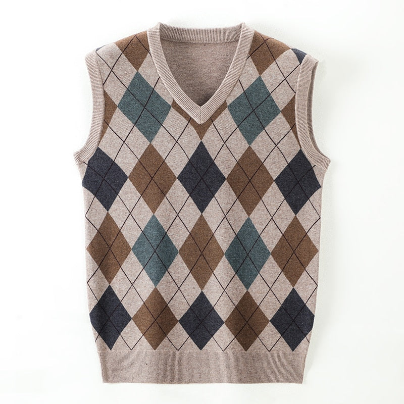 Pullover Diamond Sweater V Neck Knit Vest