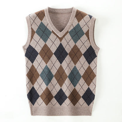Pullover Diamond Sweater V Neck Knit Vest