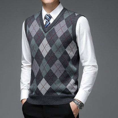 Pullover Diamond Sweater V Neck Knit Vest