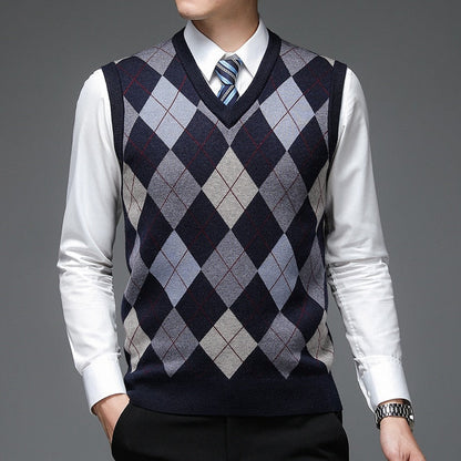 Pullover Diamond Sweater V Neck Knit Vest