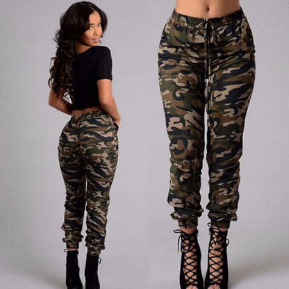 Stretchy Waistband Convergent Trousers Fashion Plus Size Camouflage Stylish Skinny Army Green Jeans