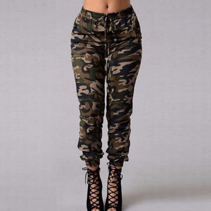 Stretchy Waistband Convergent Trousers Fashion Plus Size Camouflage Stylish Skinny Army Green Jeans