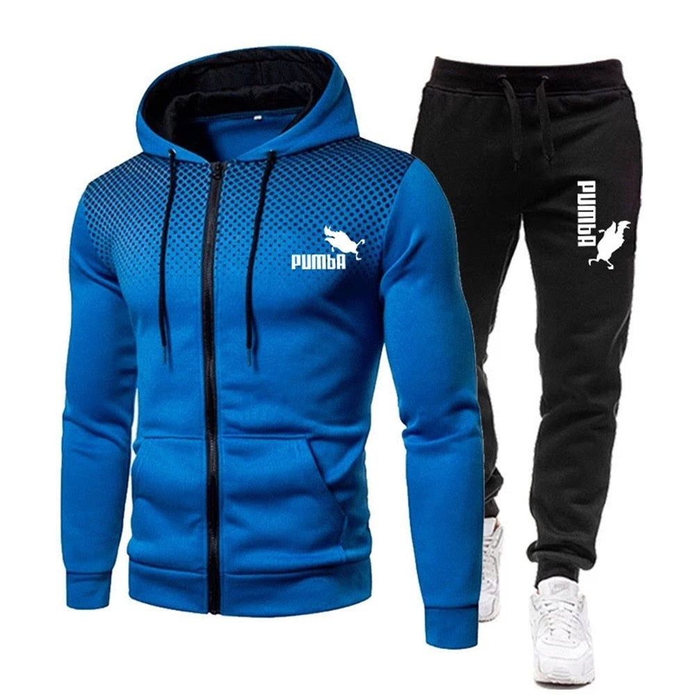 Printing Hoodie Set Fleece Zipper Sweatshirt Tracksuits