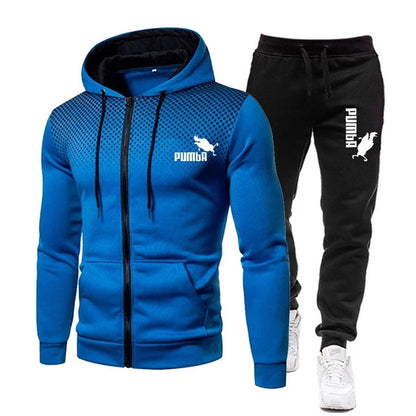 Printing Hoodie Set Fleece Zipper Sweatshirt Tracksuits