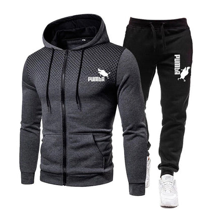 Printing Hoodie Set Fleece Zipper Sweatshirt Tracksuits