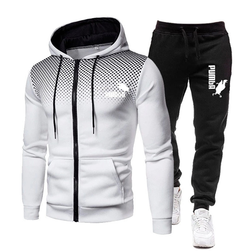 Printing Hoodie Set Fleece Zipper Sweatshirt Tracksuits