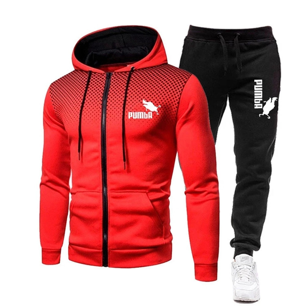 Printing Hoodie Set Fleece Zipper Sweatshirt Tracksuits